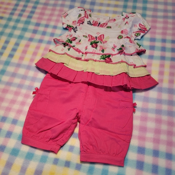 KOALA BABY ♡ 2pc Butterflies 'n LadybBugs Ruffled Top 'n Elastic Pocket Pants NB - Picture 4 of 17